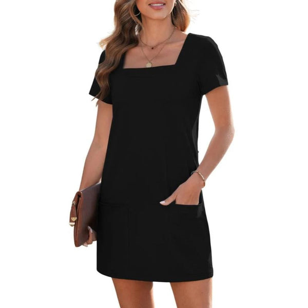Square-Neck Pocket T-Shirt Dress｜Everyday Comfort Meets Casual Chic